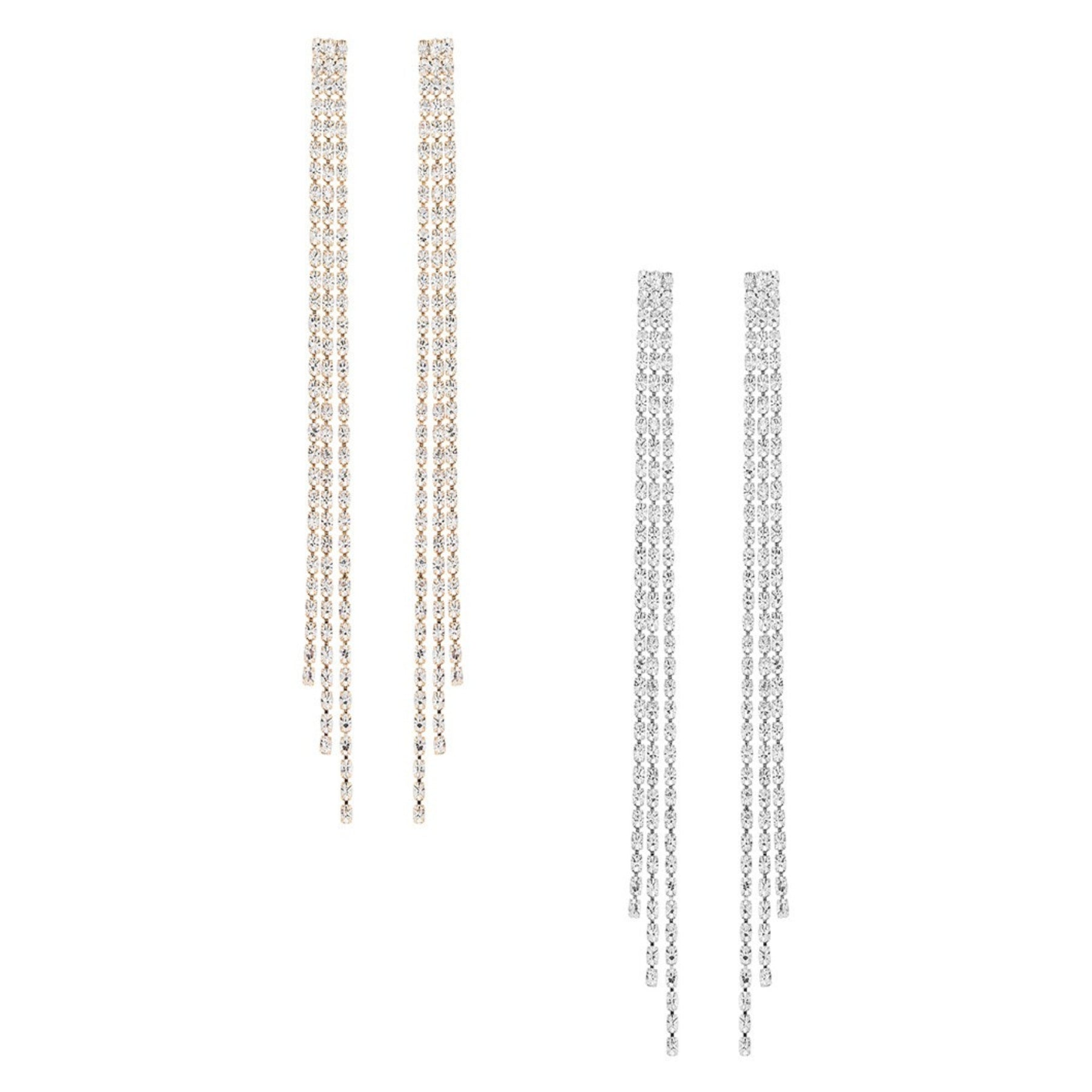 Elegant Rhinestone Thin Fringe Earrings with sparkling details and a delicate design, perfect for any occasion.