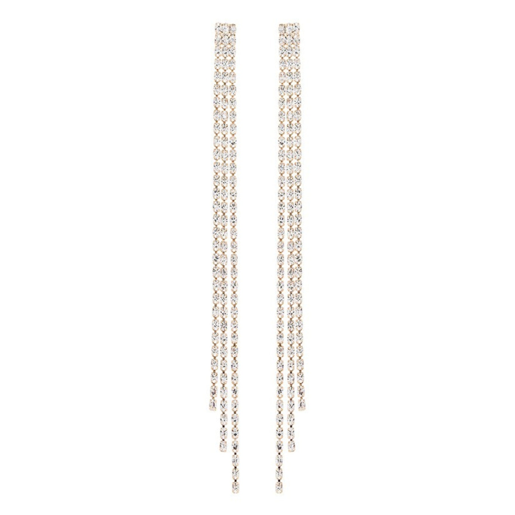 Elegant Rhinestone Thin Fringe Earrings with sparkling details and a delicate design, perfect for any occasion.