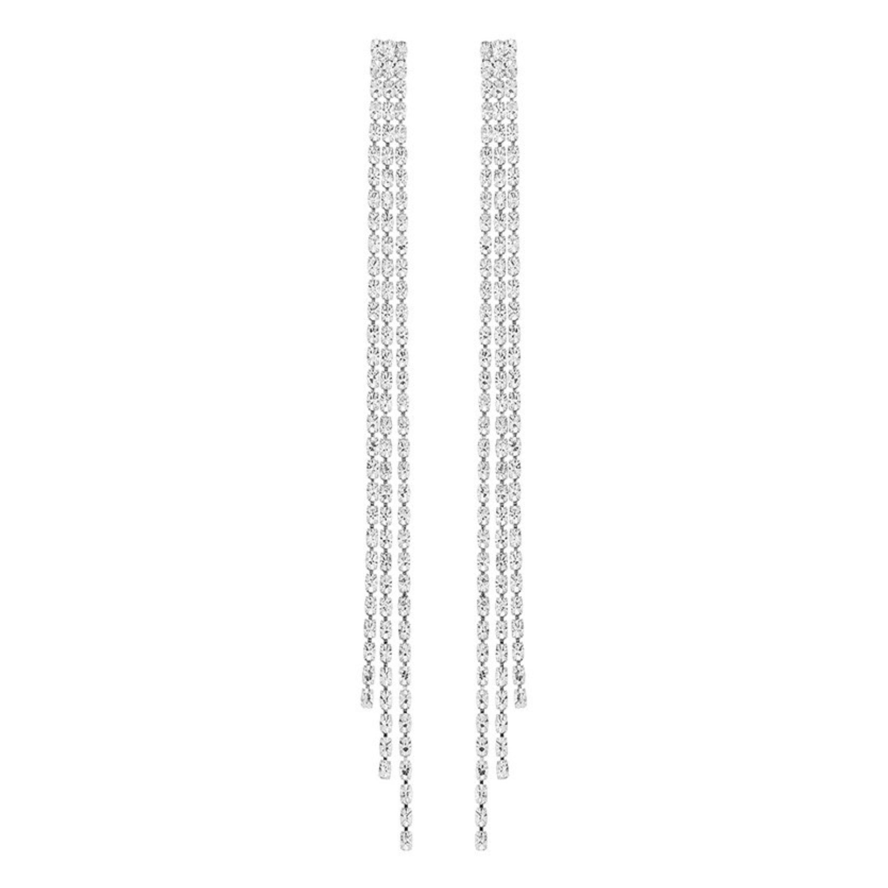 Elegant Rhinestone Thin Fringe Earrings with sparkling details and a delicate design, perfect for any occasion.