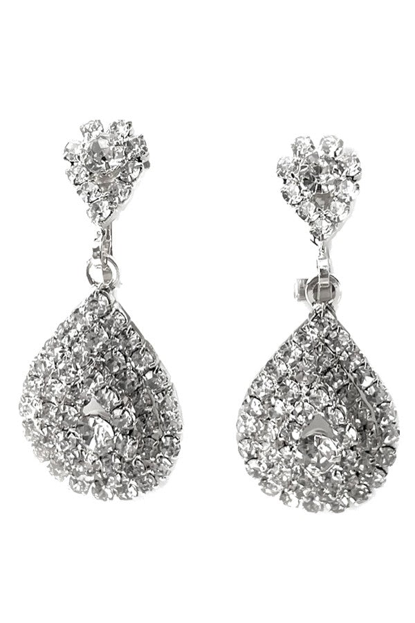 Rhinestone Tier Drop Clip-On Earrings featuring a stunning design with sparkling rhinestones and a comfortable clip-on mechanism.