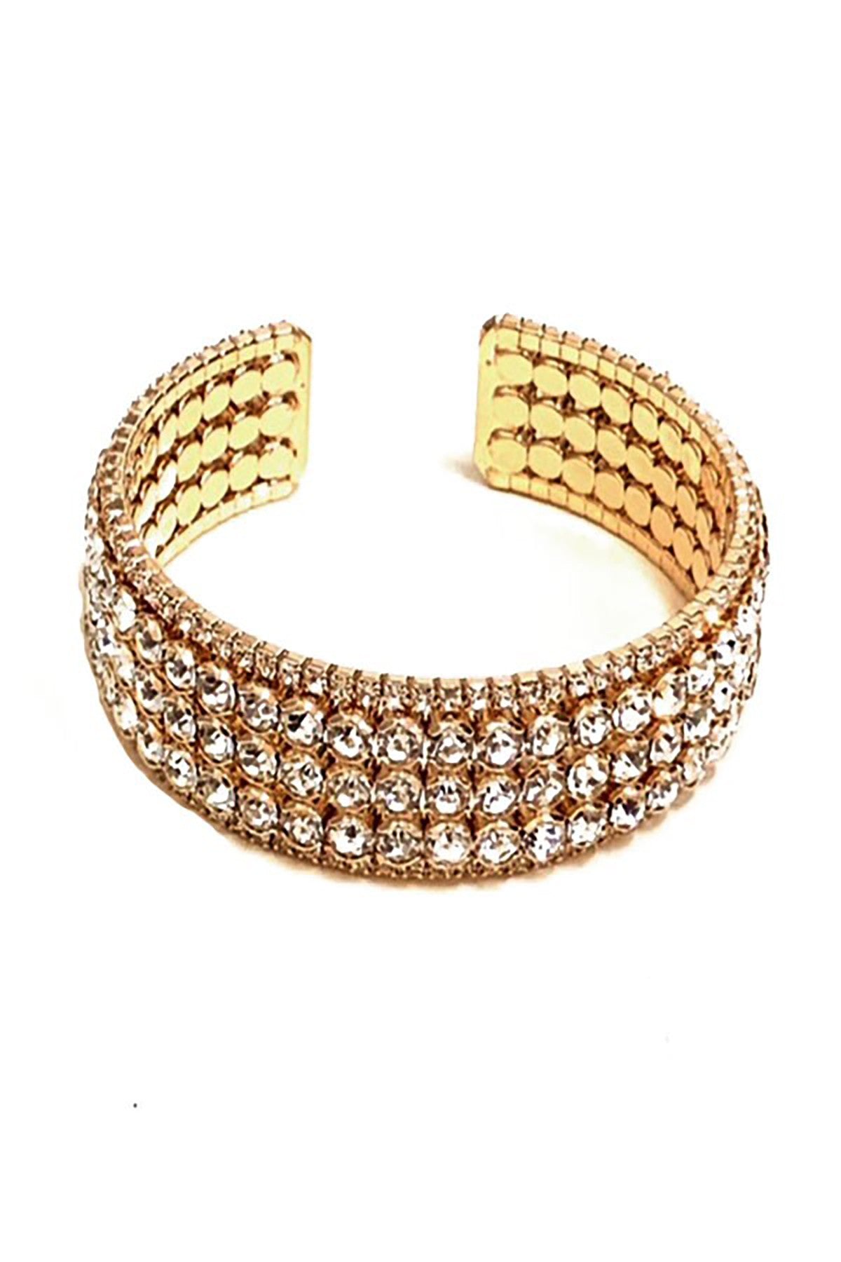 A stylish rhinestone wire bracelet featuring sparkling rhinestones on a delicate wire structure, adjustable for a perfect fit.