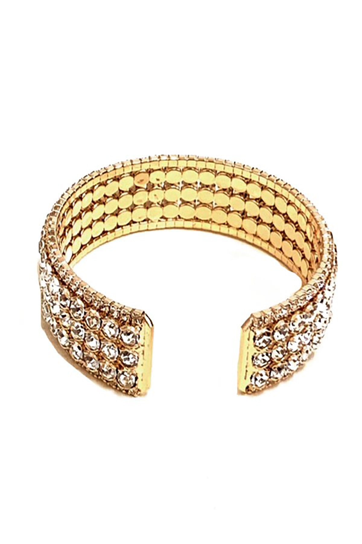 A stylish rhinestone wire bracelet featuring sparkling rhinestones on a delicate wire structure, adjustable for a perfect fit.