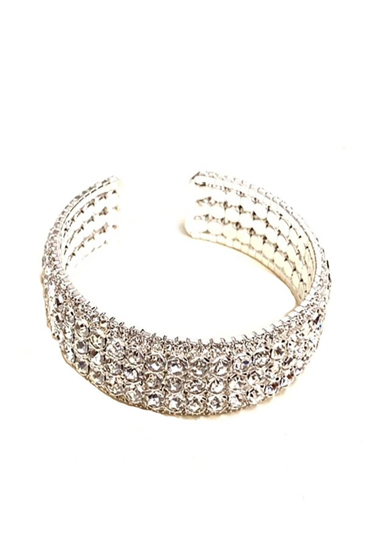 A stylish rhinestone wire bracelet featuring sparkling rhinestones on a delicate wire structure, adjustable for a perfect fit.