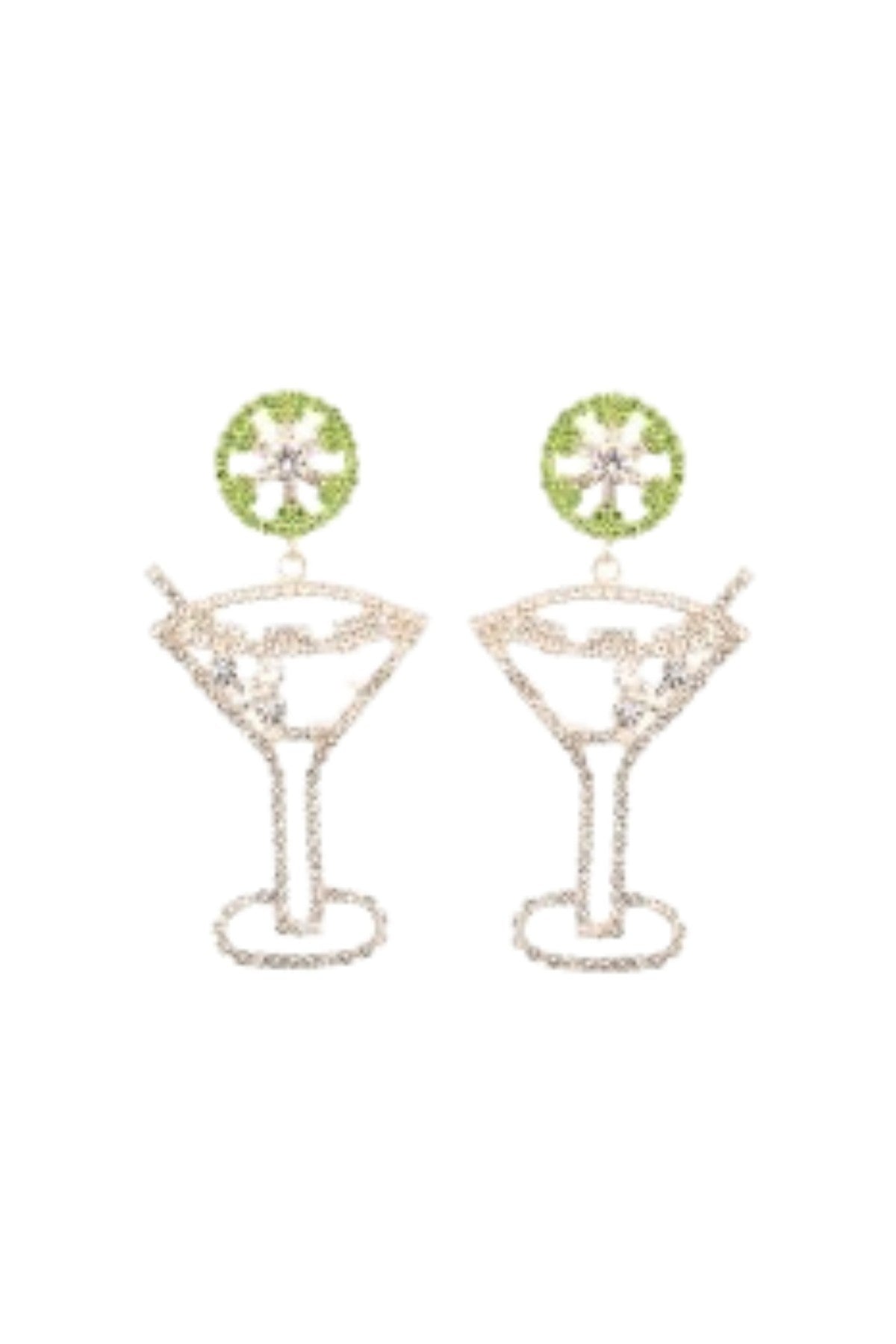 Rhinestone with Pearl Martini Earrings featuring a sparkling design and elegant pearl accents.