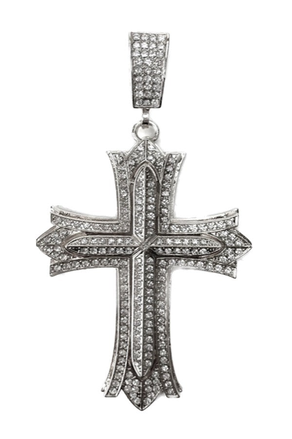 Diamond-studded cross pendant necklace