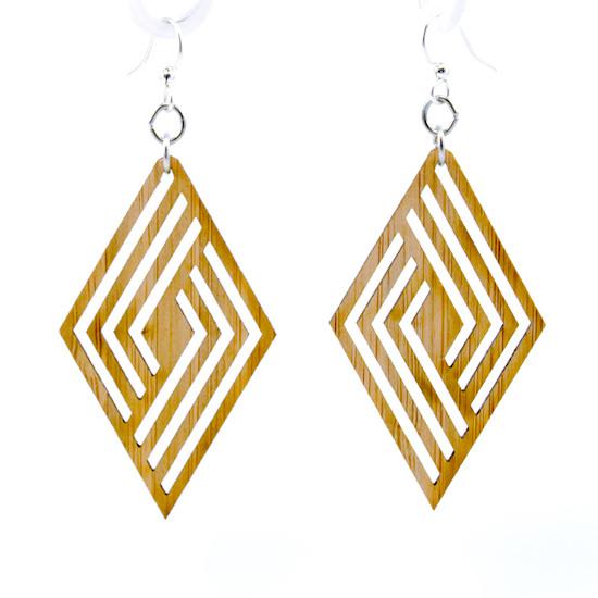 Stylish Rhombus Bamboo Earrings #992, showcasing a minimalistic design made from sustainable bamboo, perfect for eco-conscious fashion lovers.