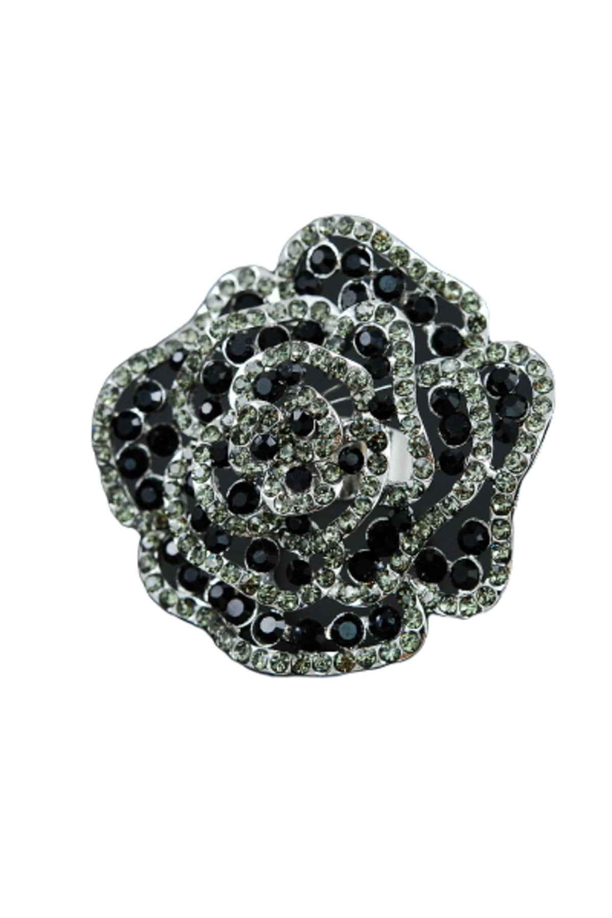 A beautiful studded rose metal ring with a double plated finish, showcasing intricate details and a 2-inch diameter.