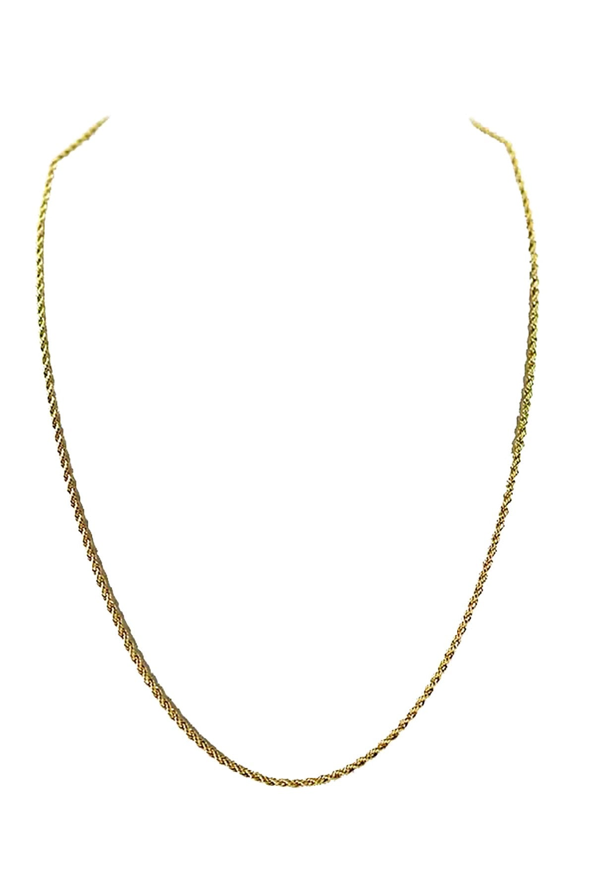 A delicate thin rope chain necklace, 24 inches long, featuring a lobster claw clasp, perfect for layering or wearing alone.