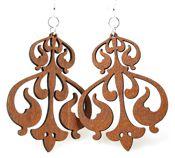 Rorschach Ink Design Earrings # 1118 in Cinnamon color, made from sustainably sourced wood with silver-finished stainless steel ear wires.