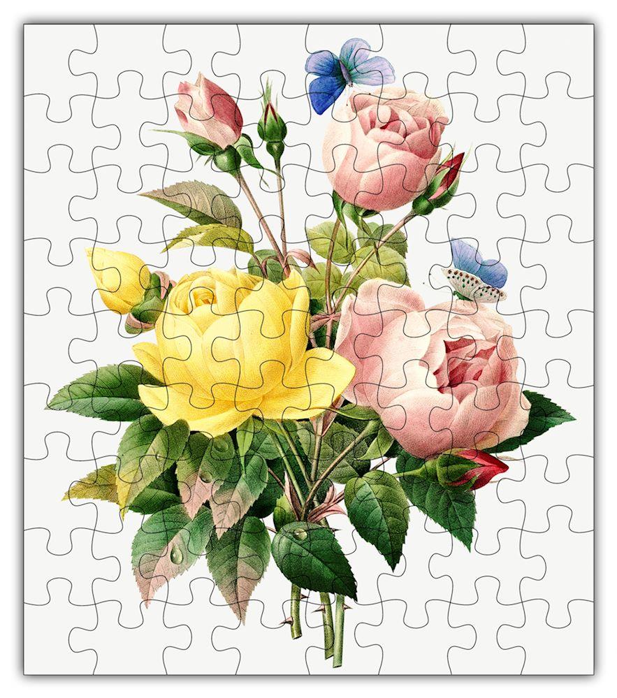 Rose Puzzle #6803 featuring 72 intricately cut pieces made from birch wood or recycled paper, beautifully designed for framing.