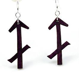 Elegant Sagittarius Earrings #1408 made from sustainably sourced wood, featuring a Black Satin finish and hypoallergenic stainless steel ear wires.