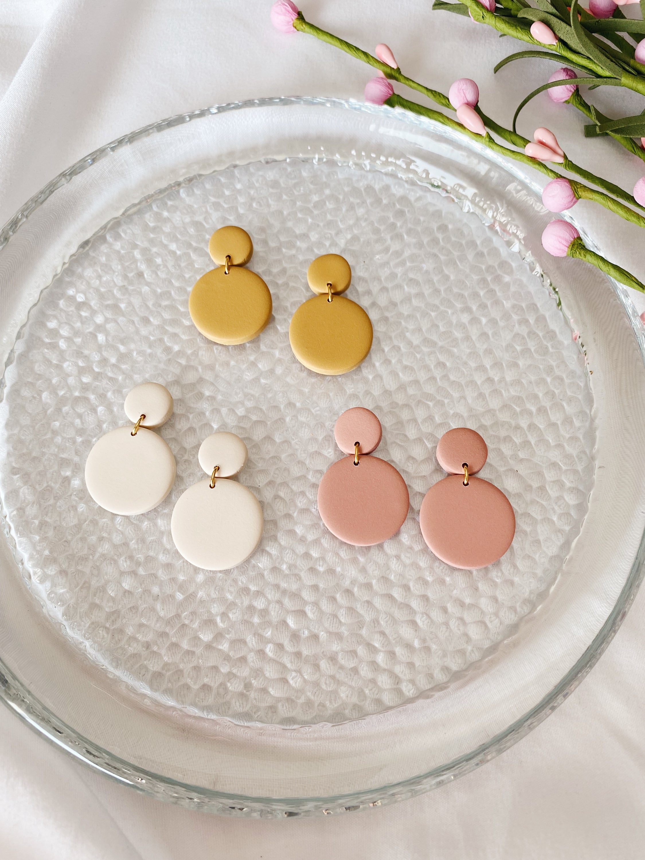 Shelby Spring Fling Palette minimalist statement earrings, handcrafted in Winnipeg, featuring unique designs and hypoallergenic posts.