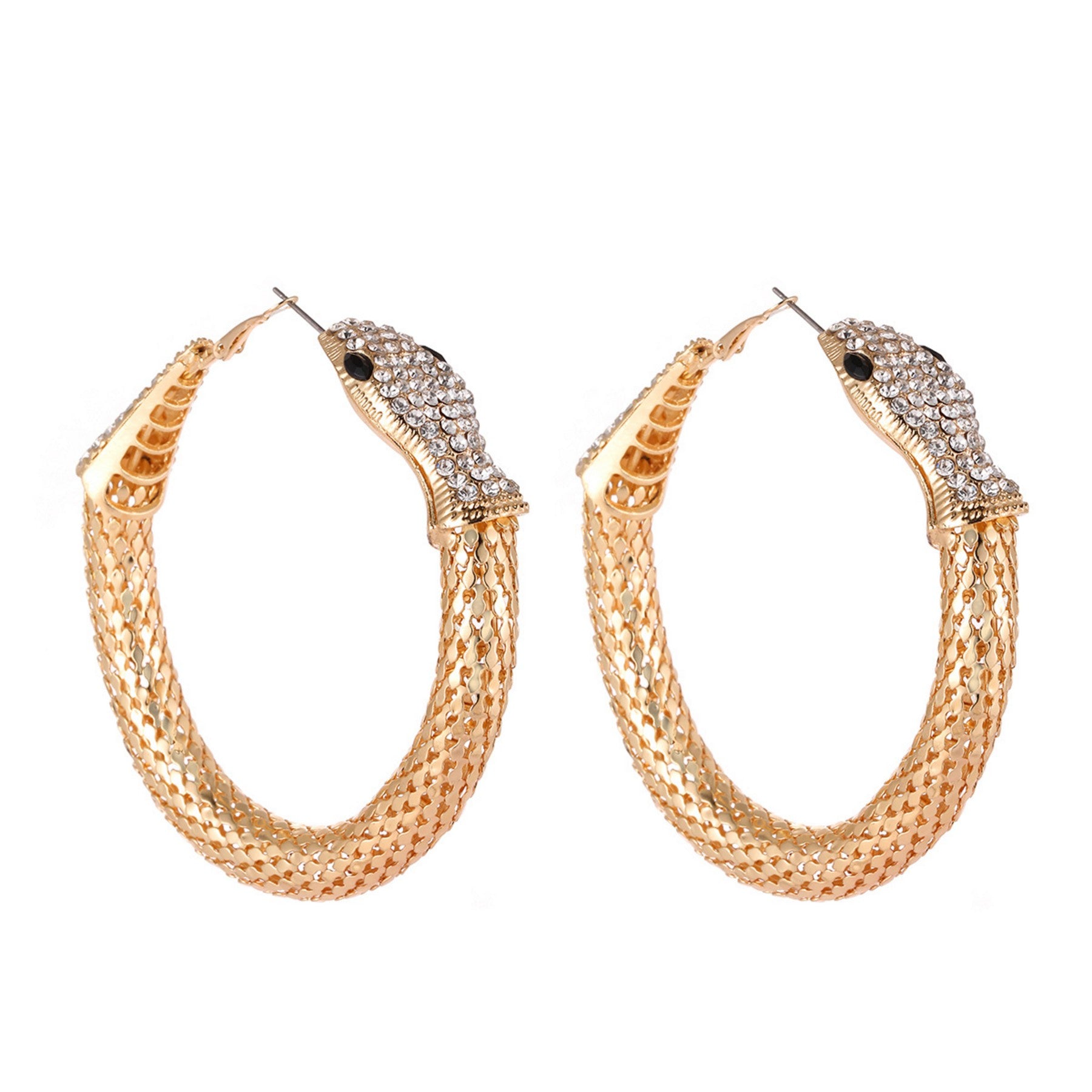 Stylish snake hoop ring earrings with a unique design, measuring 3.15 inches, made from lead and nickel-free materials.