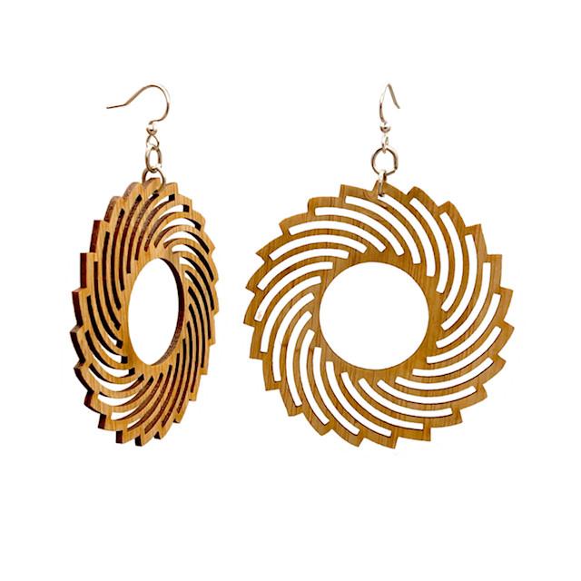 Spiral Bamboo Earrings #960 showcasing elegant design and eco-friendly material, perfect for stylish wear.