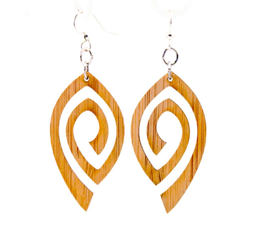 Spiral Eye Bamboo Earrings #982 showcasing elegant design and natural bamboo texture.