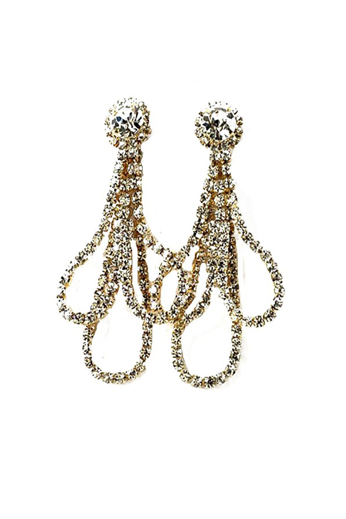 Elegant chandelier statement necklace set with rhinestone accents, featuring a lobster claw clasp and adjustable length.