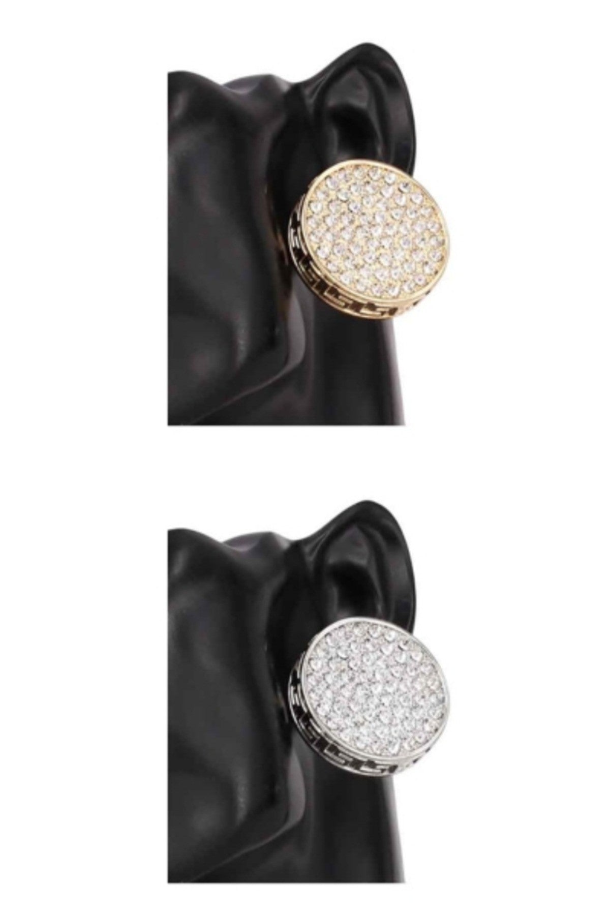 Elegant Stone Circle Earrings with a stylish design, lead and nickel compliant, featuring a secure post back closure.