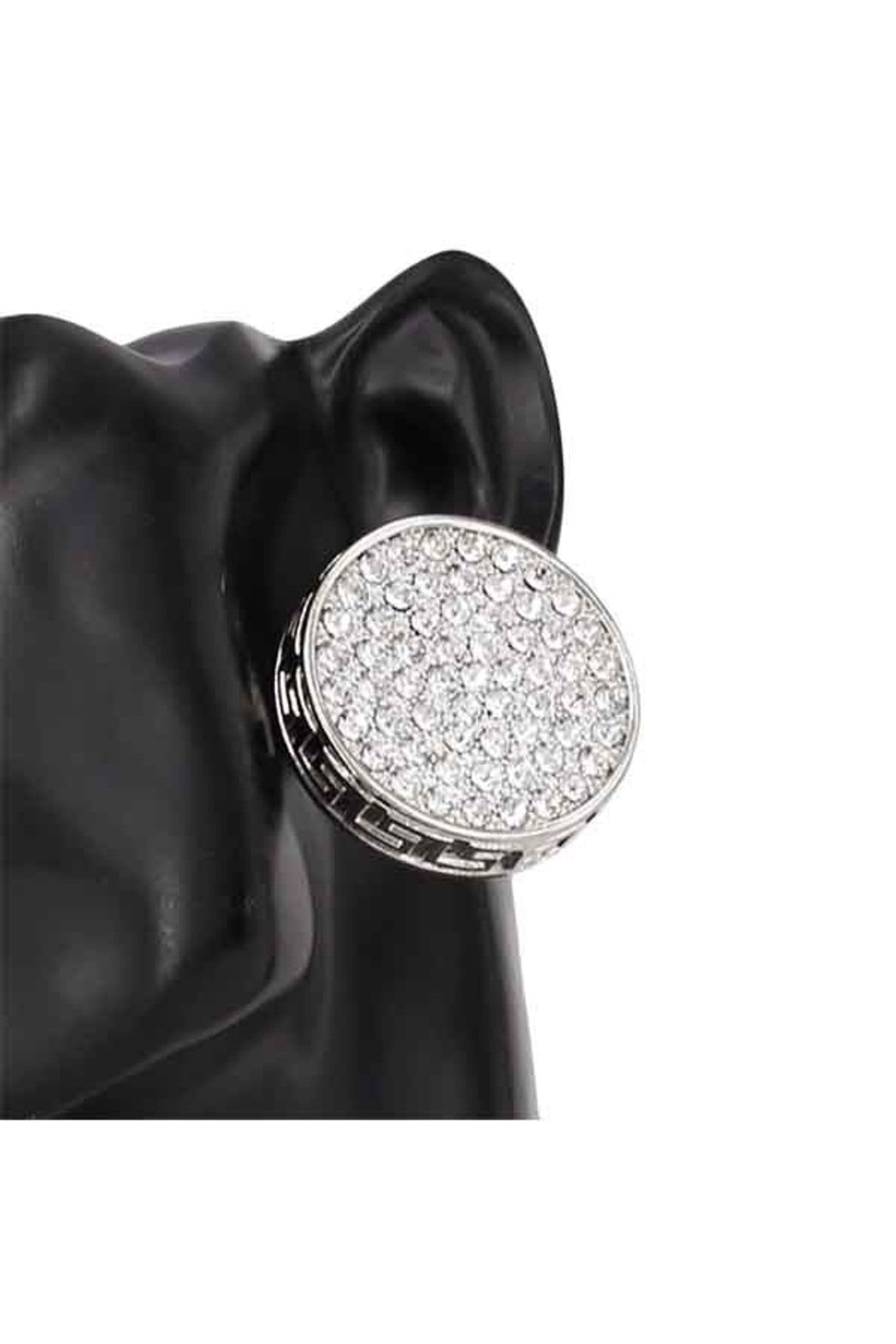 Elegant Stone Circle Earrings with a stylish design, lead and nickel compliant, featuring a secure post back closure.