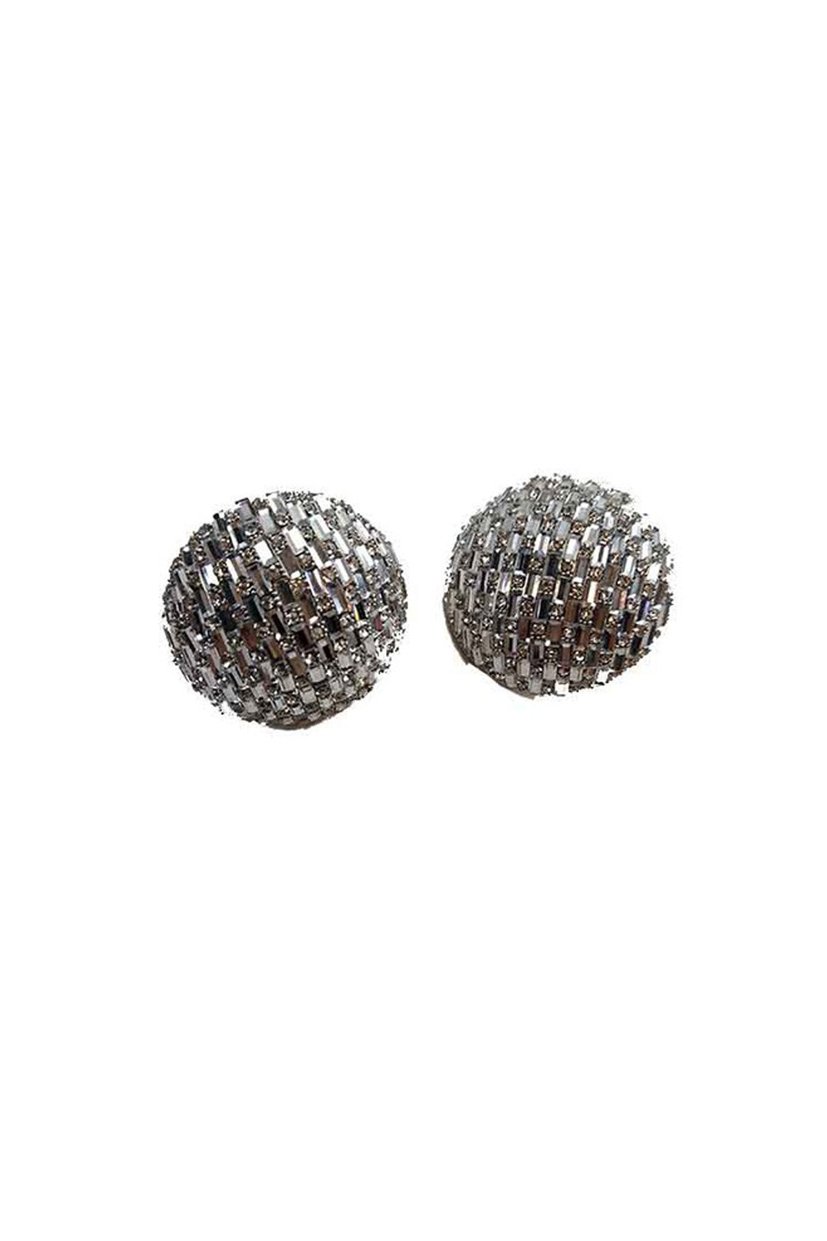 Elegant Stone Cluster Dome Clip-On Earrings featuring a beautiful stone arrangement in a dome shape.