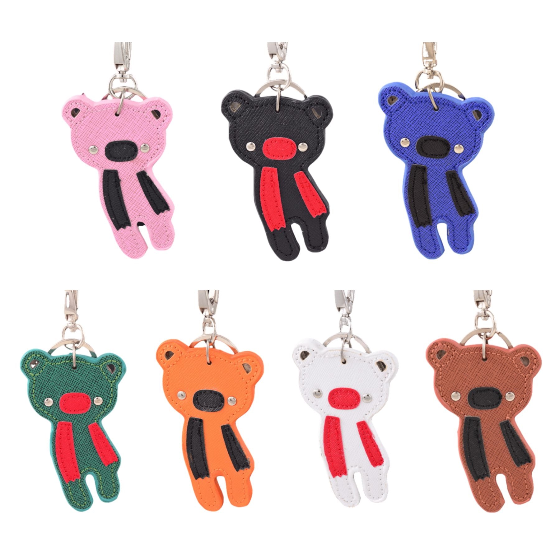 A stylish studded bear key chain with a lobster claw clasp, perfect for organizing keys.