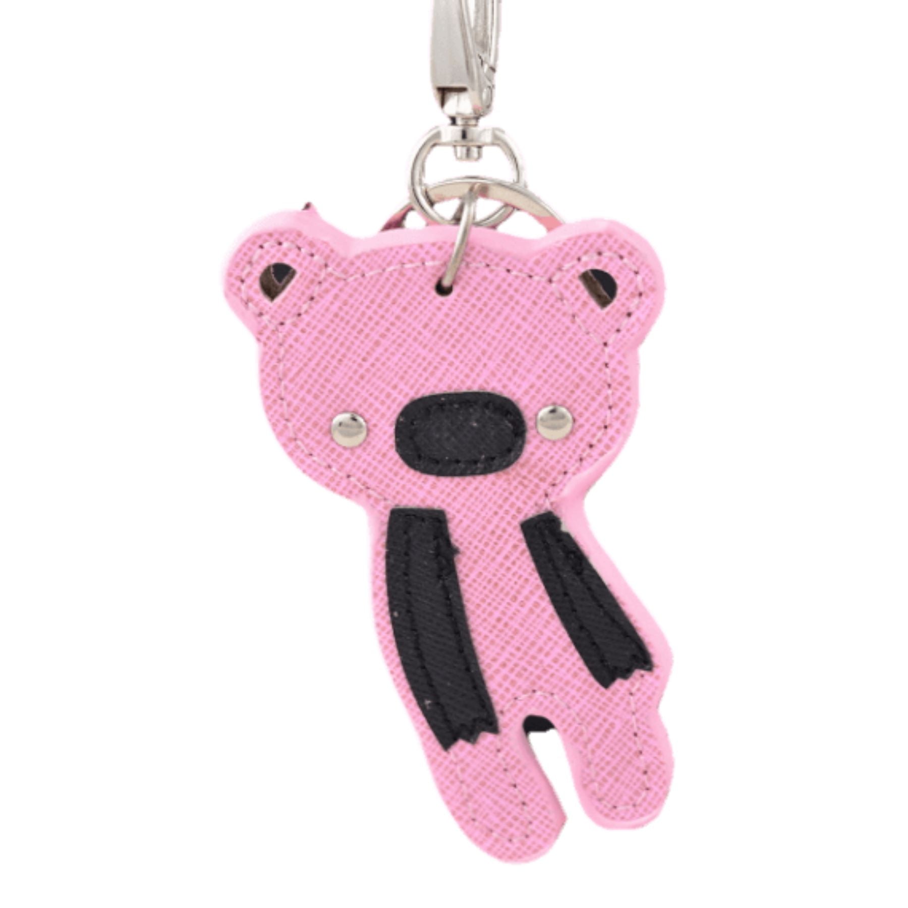 A stylish studded bear key chain with a lobster claw clasp, perfect for organizing keys.