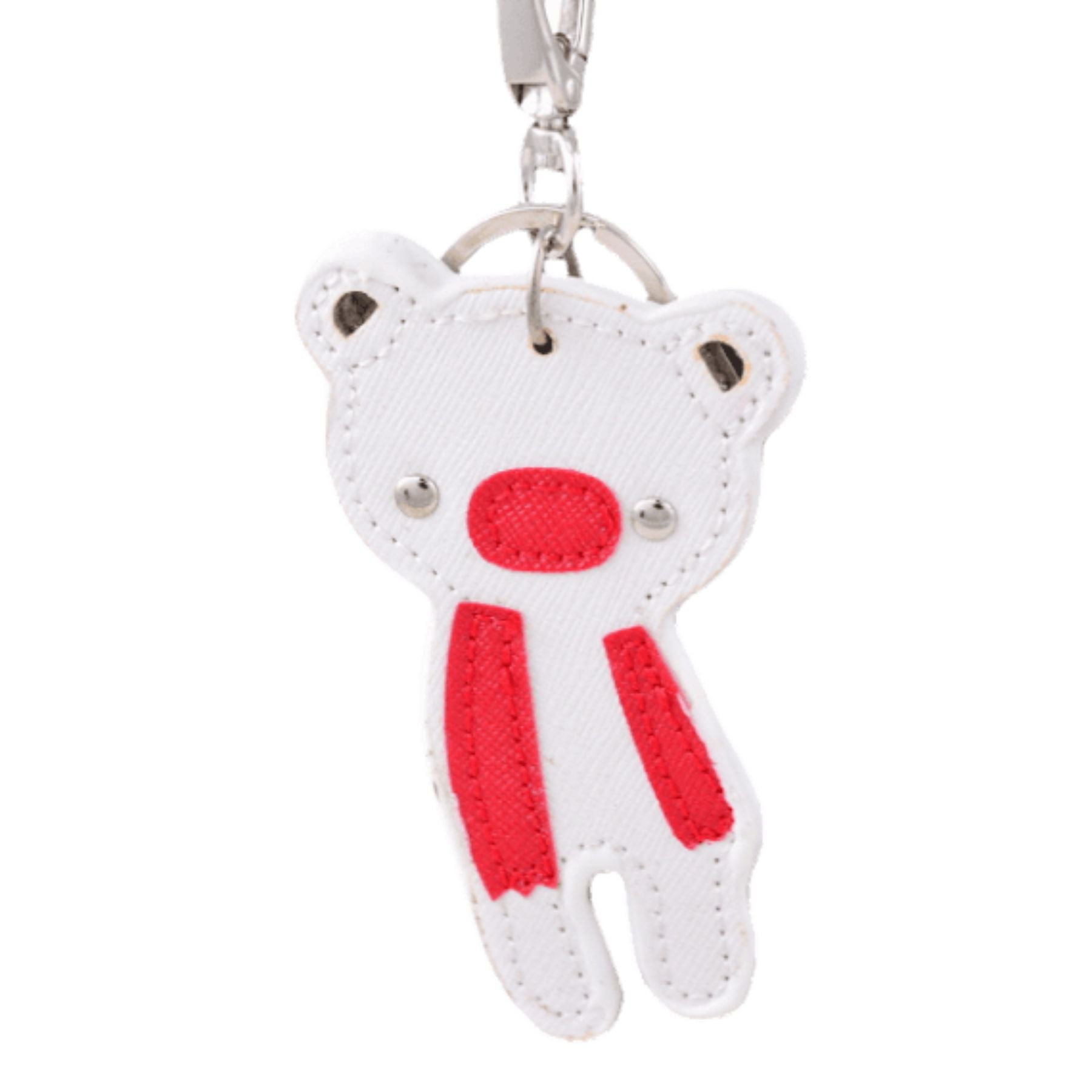 A stylish studded bear key chain with a lobster claw clasp, perfect for organizing keys.