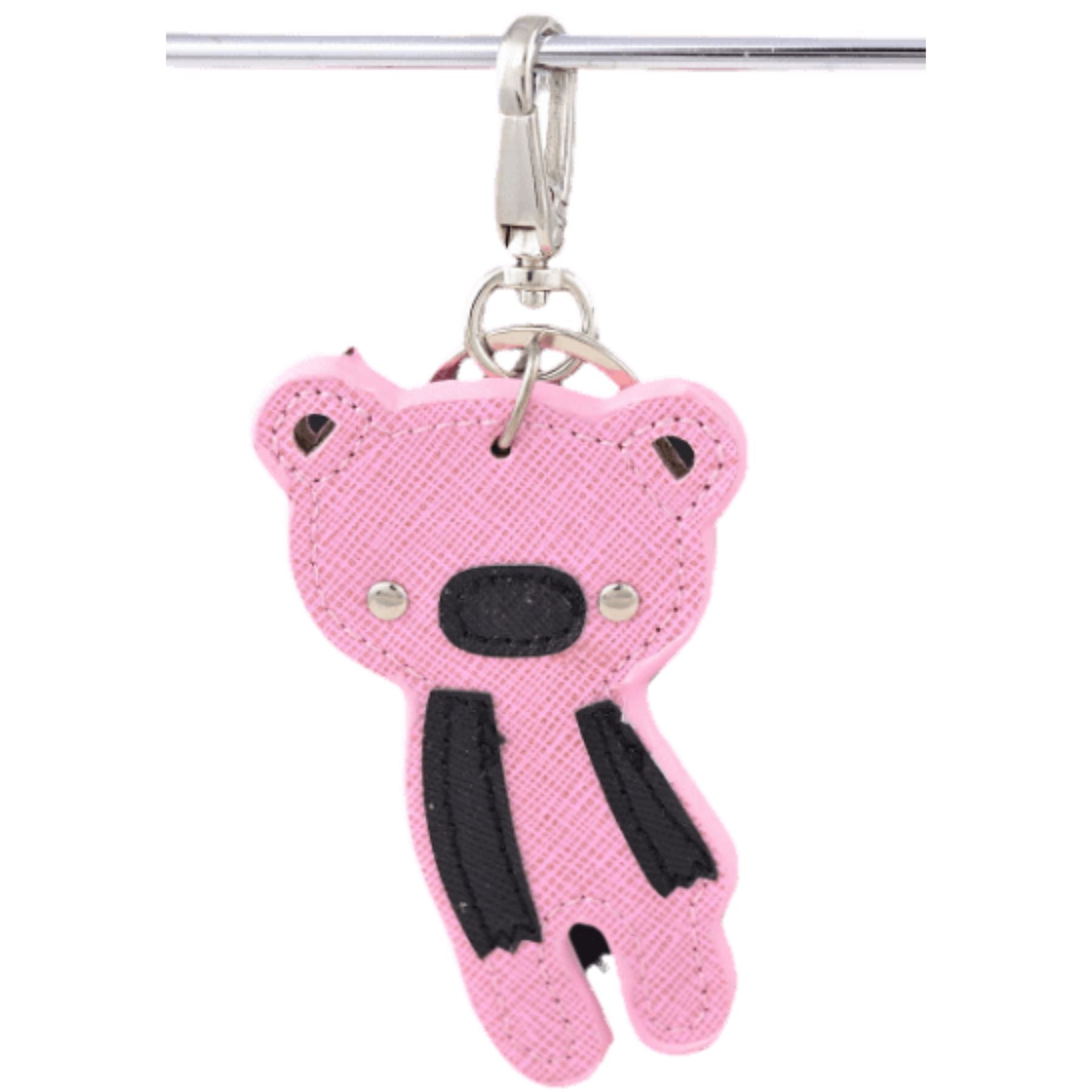 A stylish studded bear key chain with a lobster claw clasp, perfect for organizing keys.