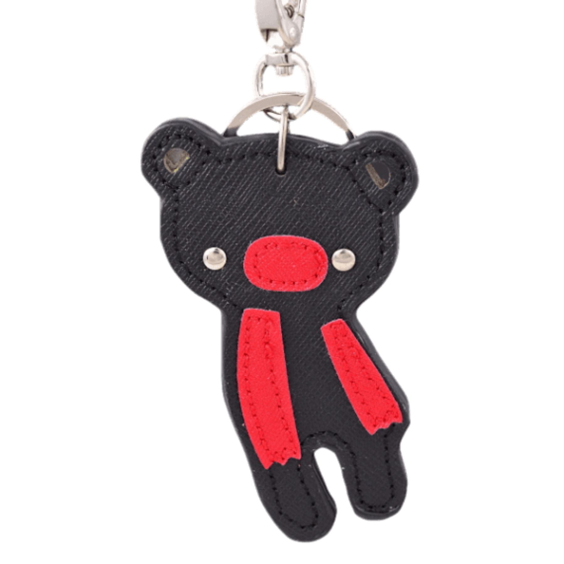 A stylish studded bear key chain with a lobster claw clasp, perfect for organizing keys.