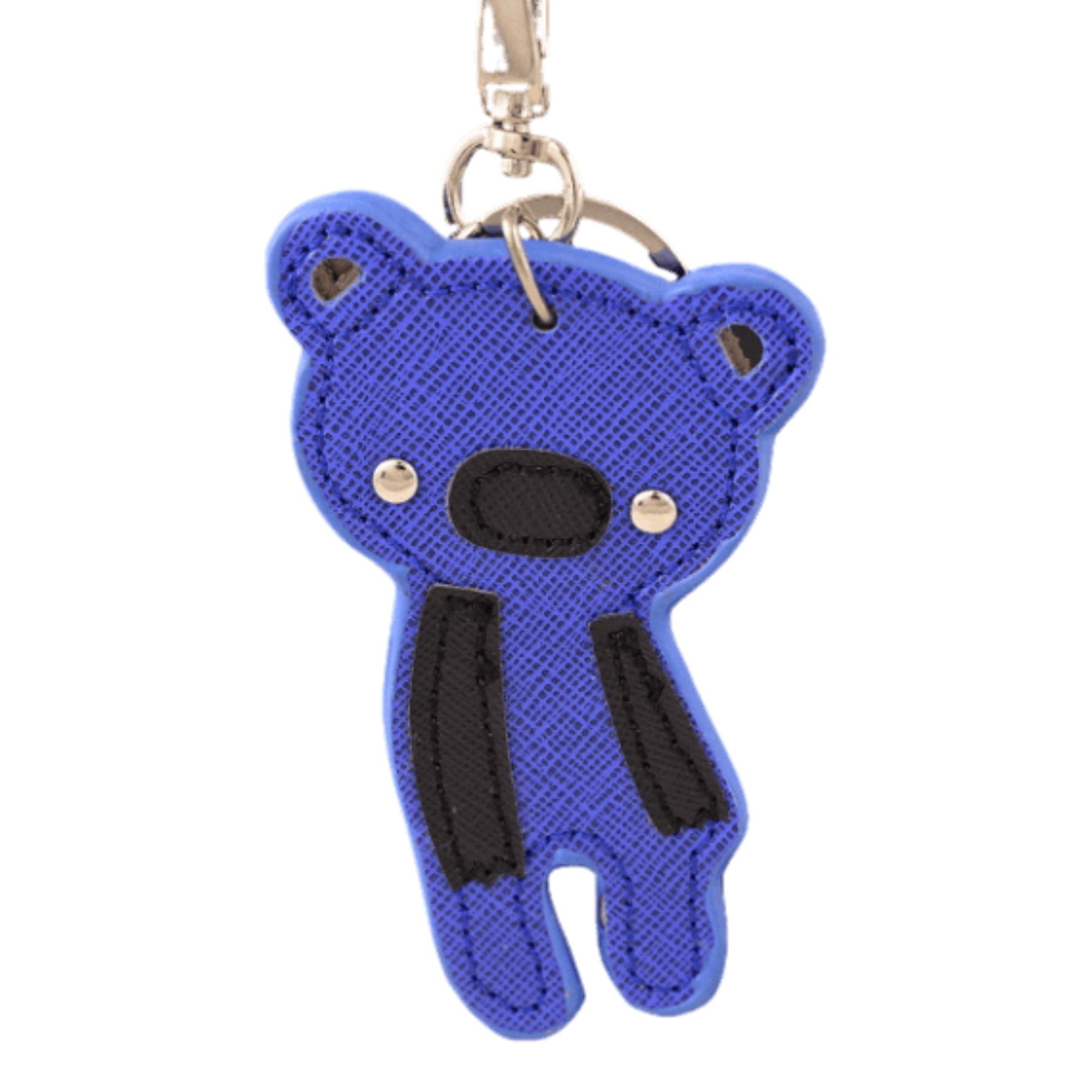 A stylish studded bear key chain with a lobster claw clasp, perfect for organizing keys.