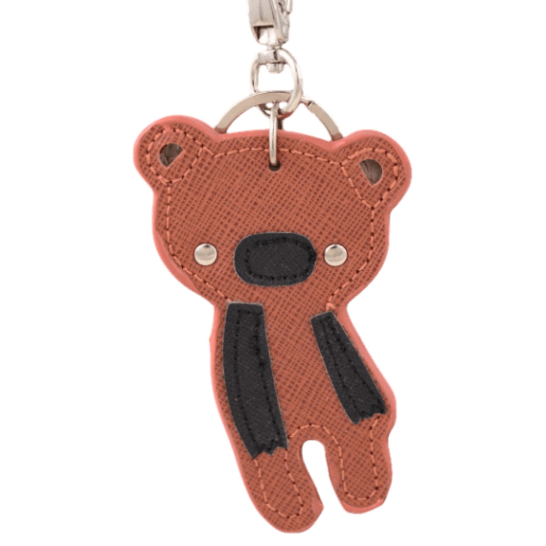 A stylish studded bear key chain with a lobster claw clasp, perfect for organizing keys.