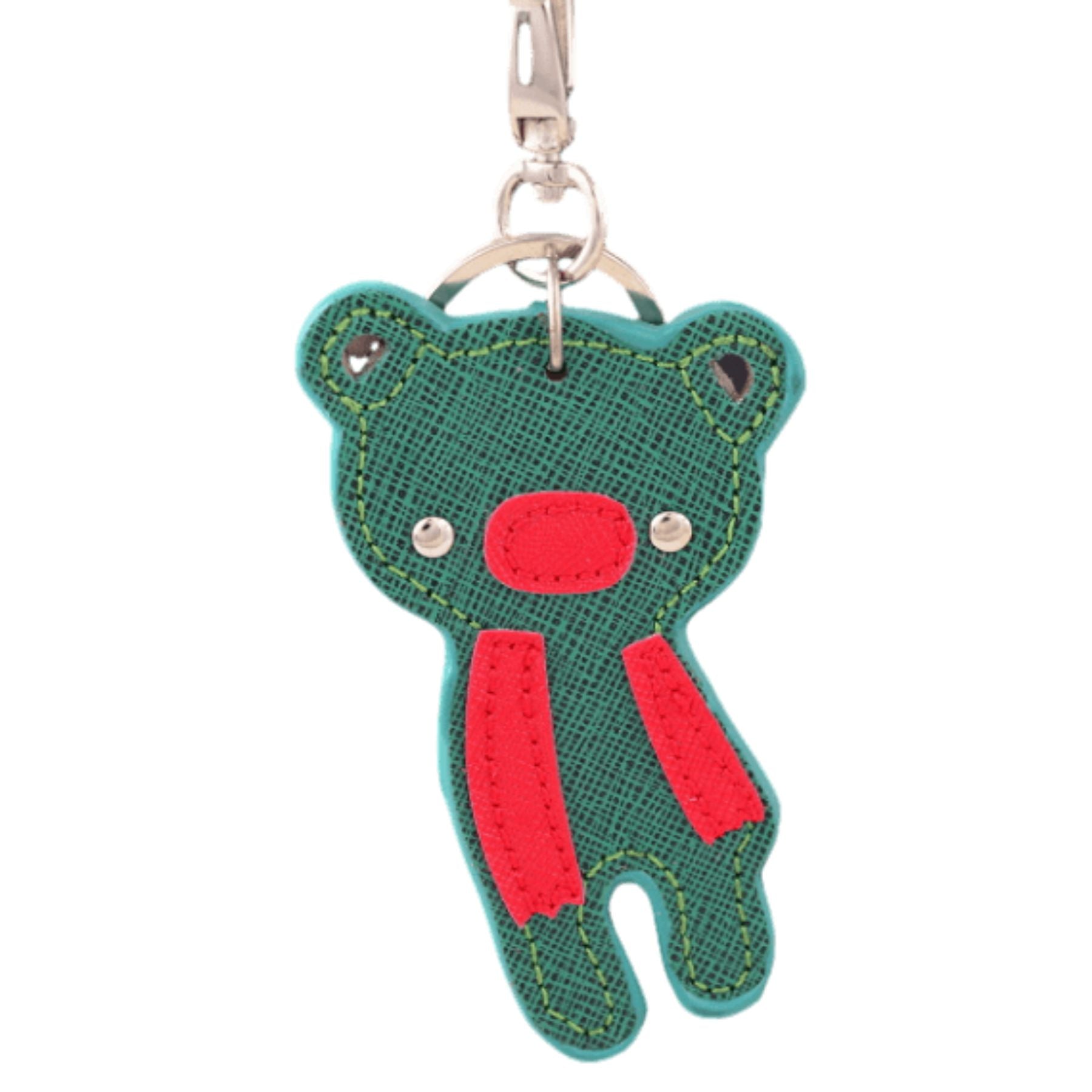 A stylish studded bear key chain with a lobster claw clasp, perfect for organizing keys.