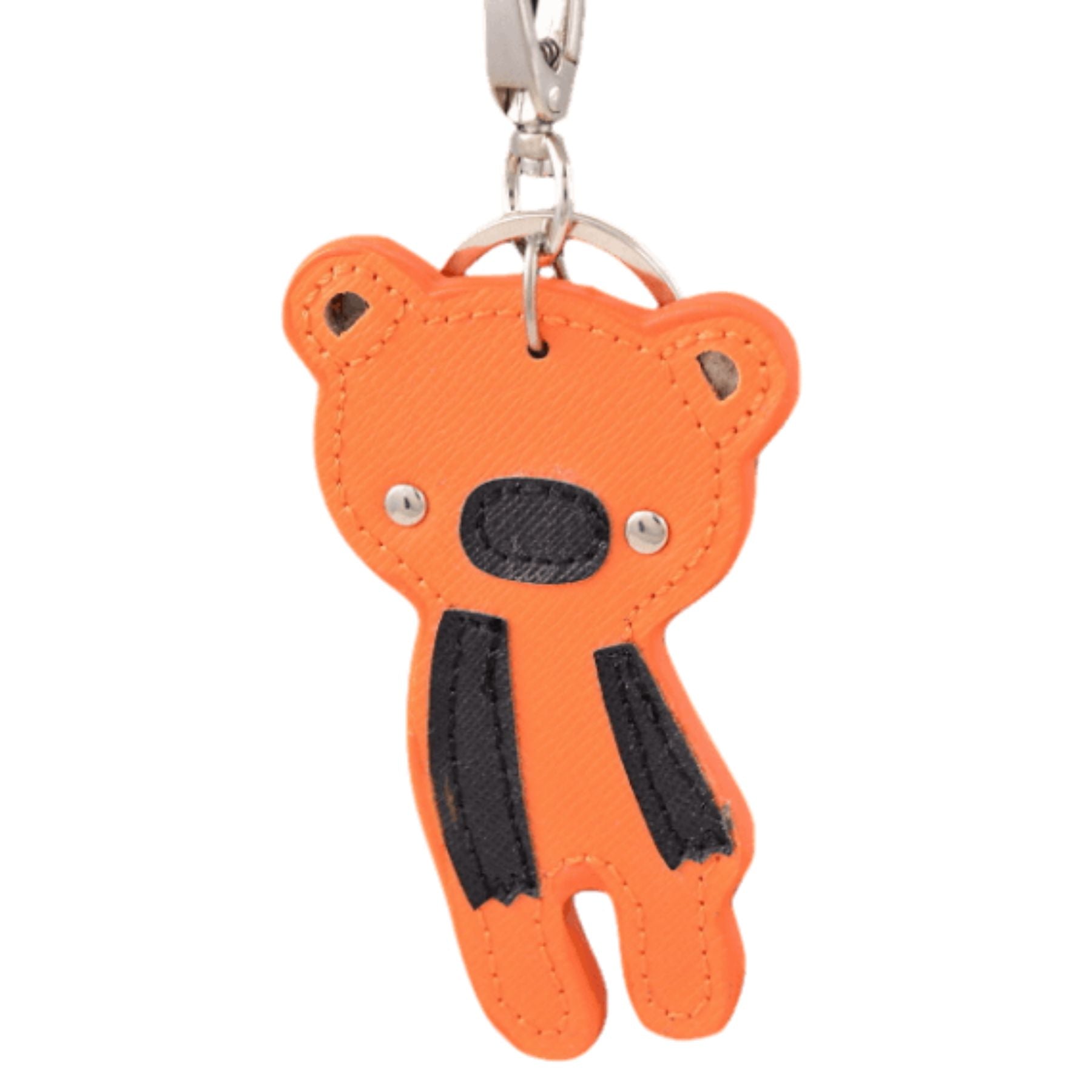 A stylish studded bear key chain with a lobster claw clasp, perfect for organizing keys.