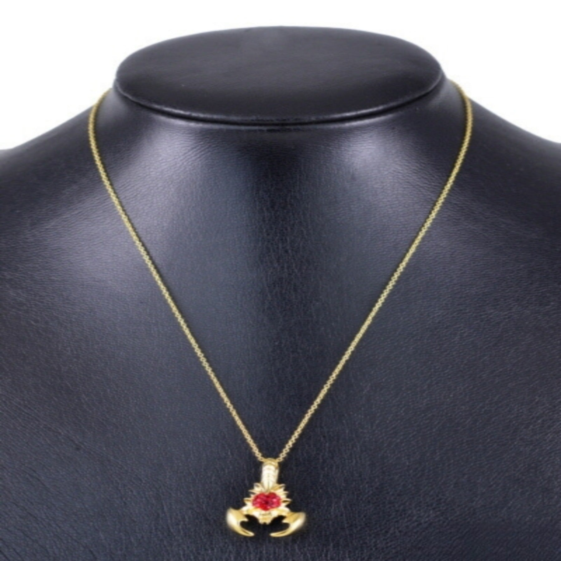 A stylish studded crawfish pendant necklace with an 18-inch chain and lobster claw clasp, showcasing intricate details.