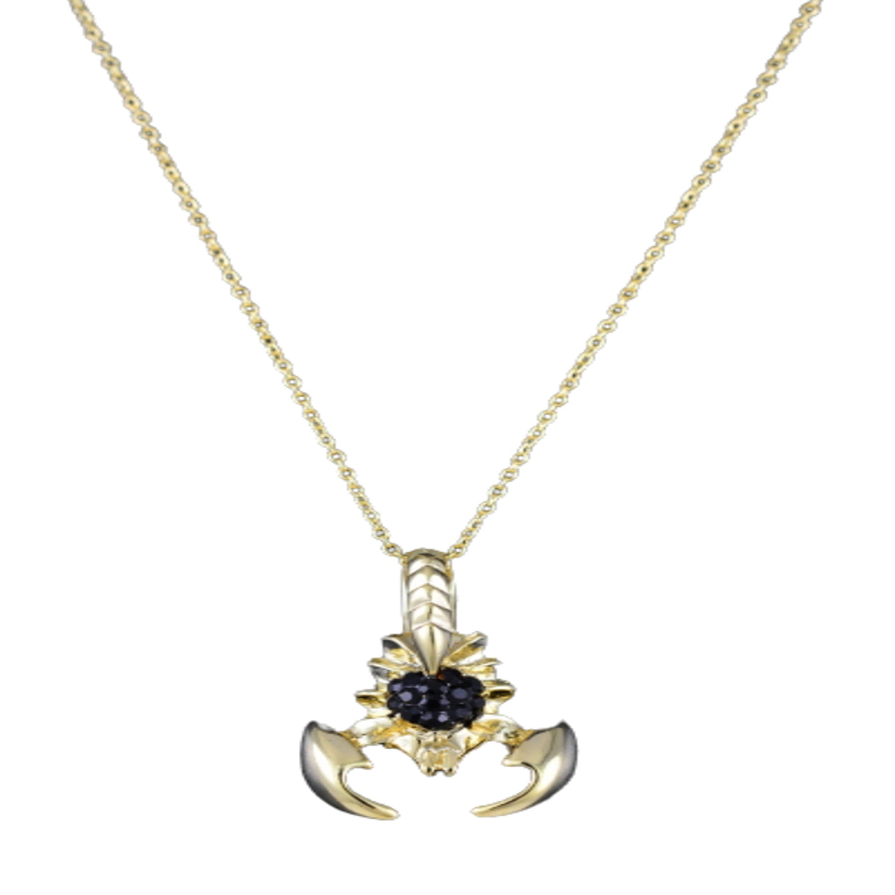 A stylish studded crawfish pendant necklace with an 18-inch chain and lobster claw clasp, showcasing intricate details.