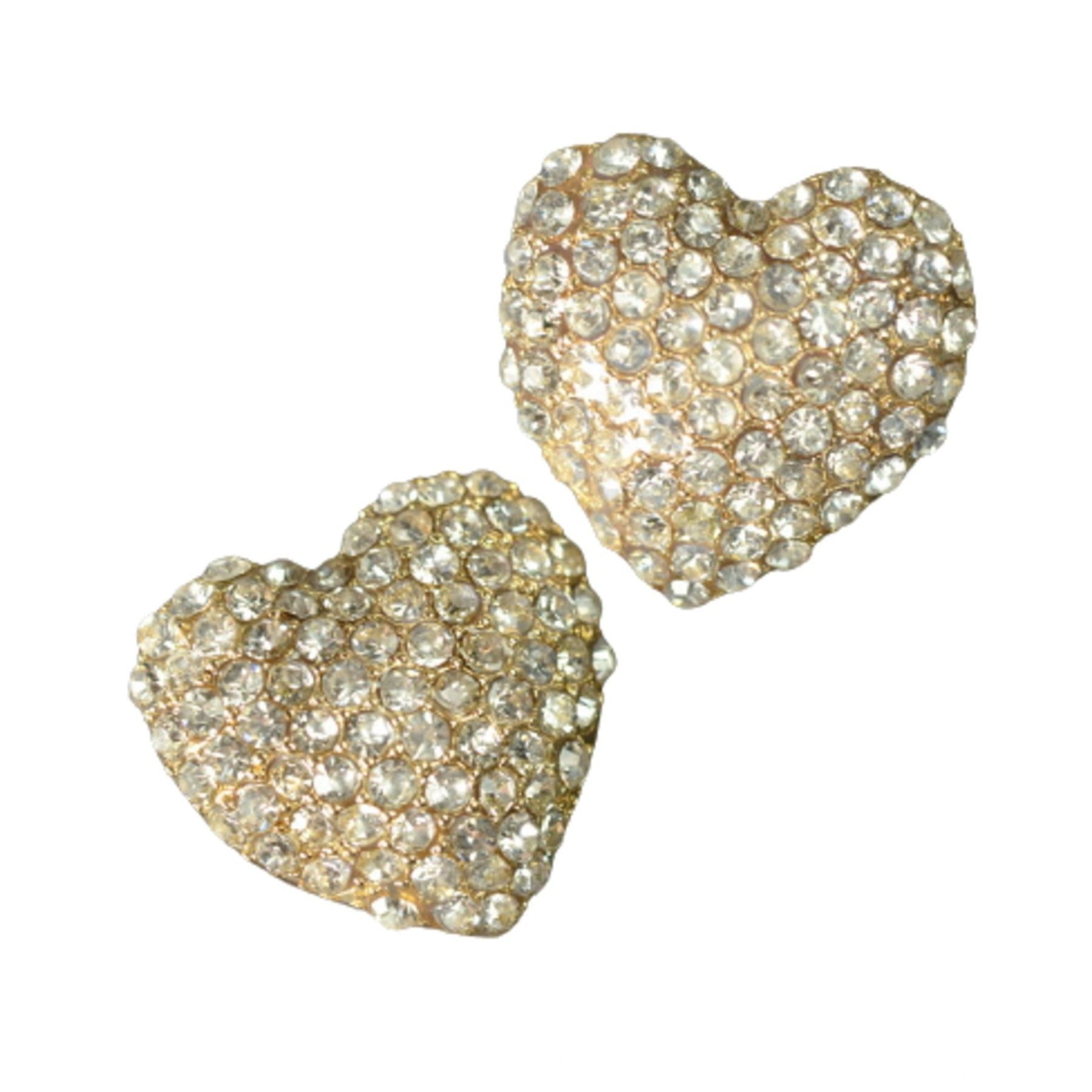 A pair of elegant studded heart earrings with a double plated finish, showcasing a stylish design perfect for any occasion.