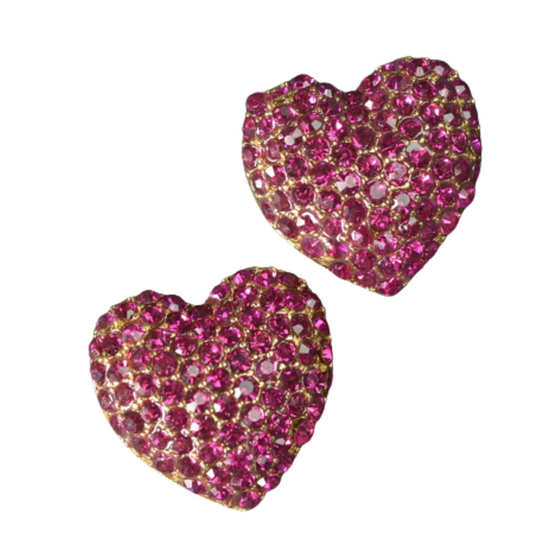 A pair of elegant studded heart earrings with a double plated finish, showcasing a stylish design perfect for any occasion.