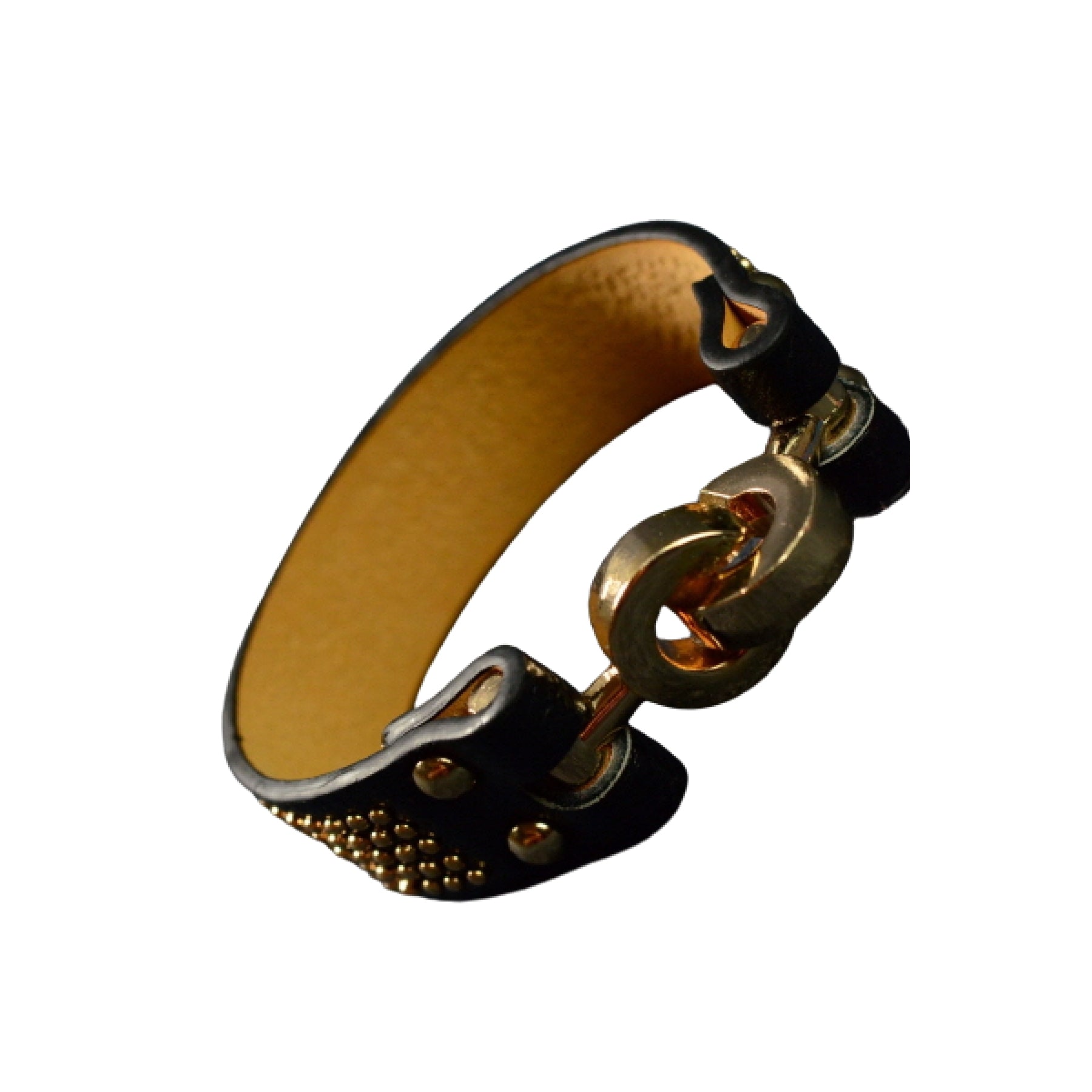 Stylish studded leather bracelet with double plating, showcasing a chic design suitable for various occasions.