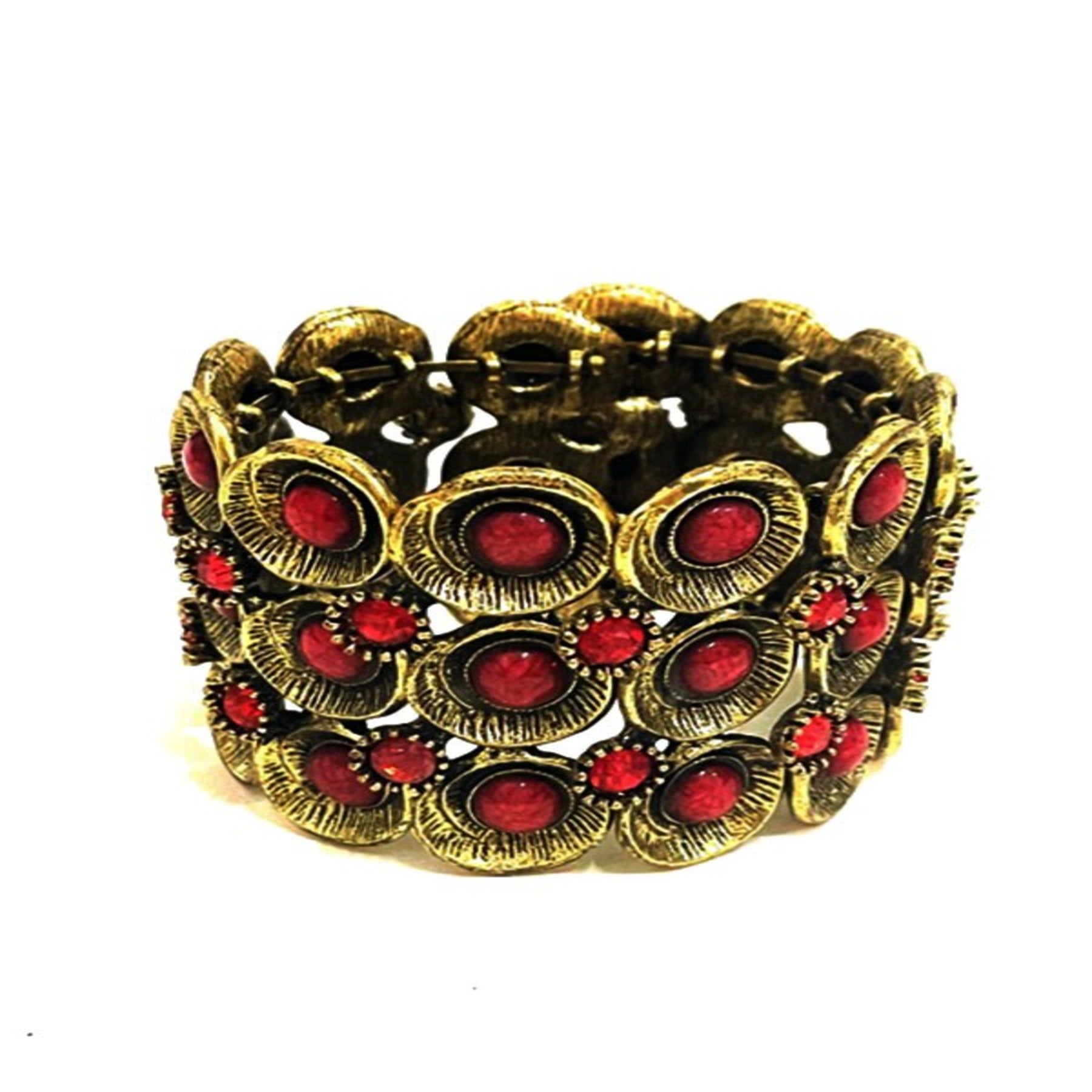 Stylish Studded Metal Cuff Bracelet with a chic design and spring wire closure, perfect for any occasion.