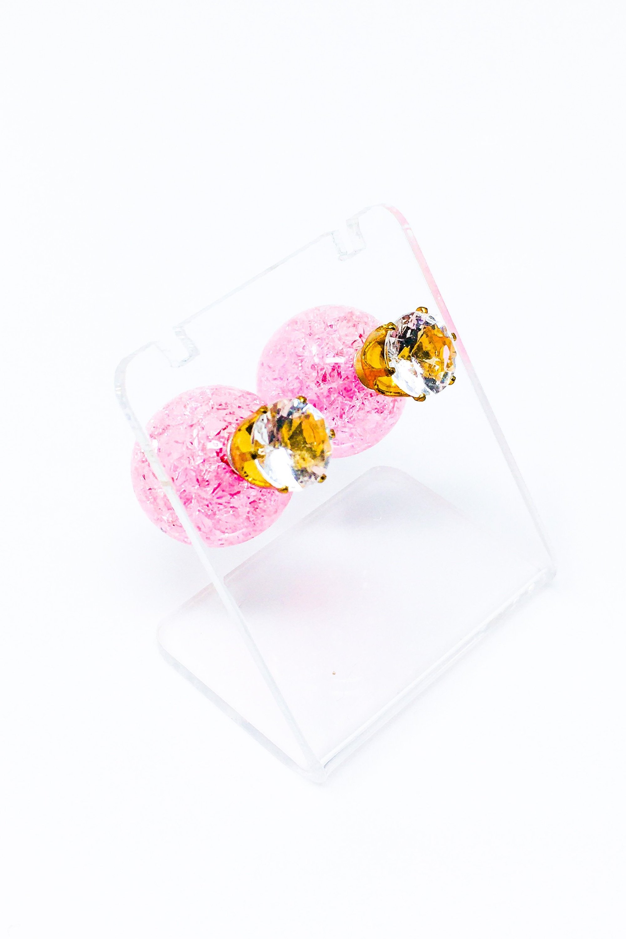 Blizzard Bliss Studs featuring blown glass-like design in gold and multicolored options, made from high-quality zinc alloy.