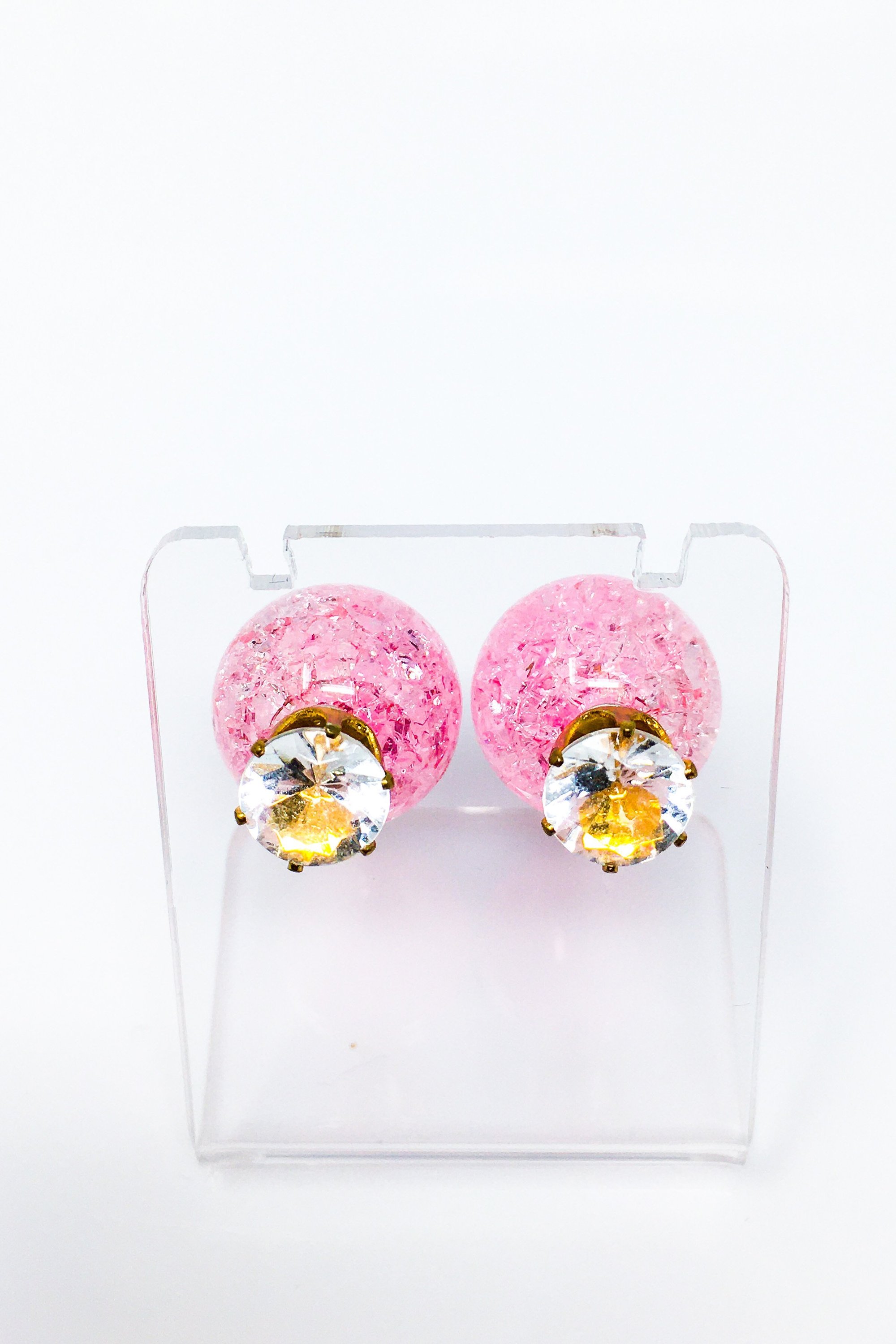 Blizzard Bliss Studs featuring blown glass-like design in gold and multicolored options, made from high-quality zinc alloy.