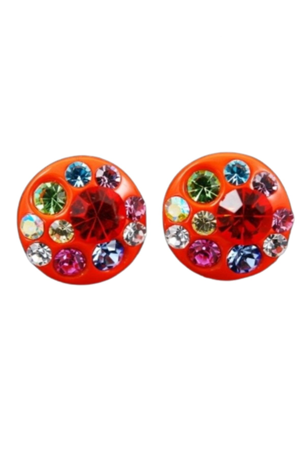 A pair of elegant mini round studs earrings with a post back closure, showcasing their stylish design.