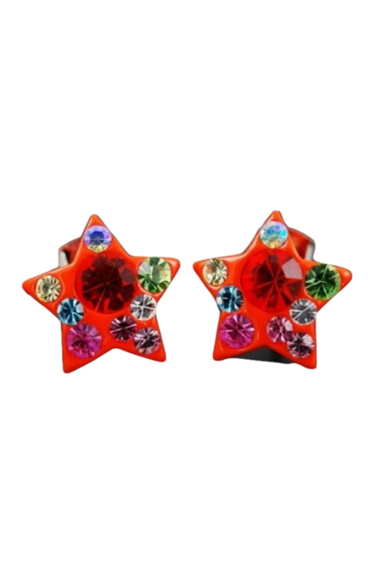 A pair of stylish mini star studs earrings with a post back design, showcasing their elegant and trendy appearance.