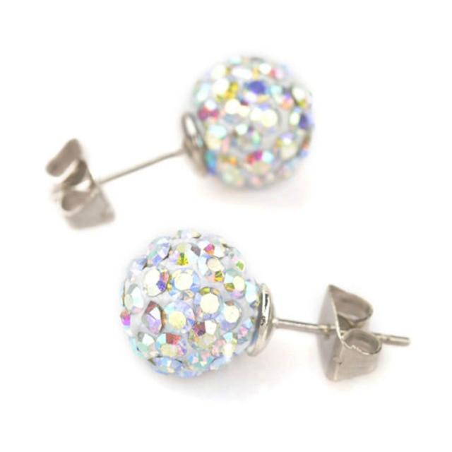 A pair of multicolored glitter studs made from high-quality zinc alloy, featuring a geometric design perfect for casual and stylish wear.