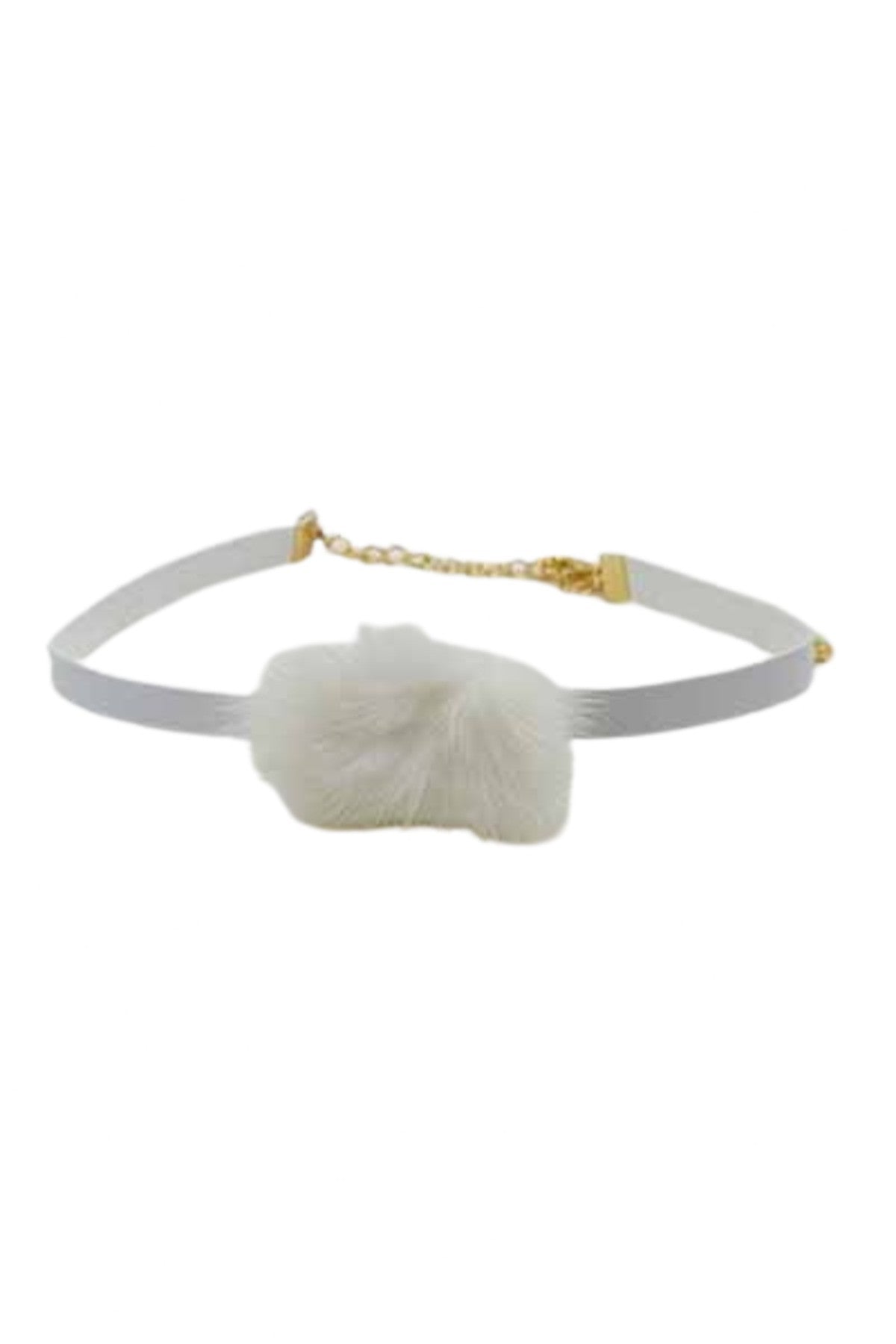 Stylish Pom Pom Faux Leather Choker Necklace Set featuring pom pom accents and adjustable length.