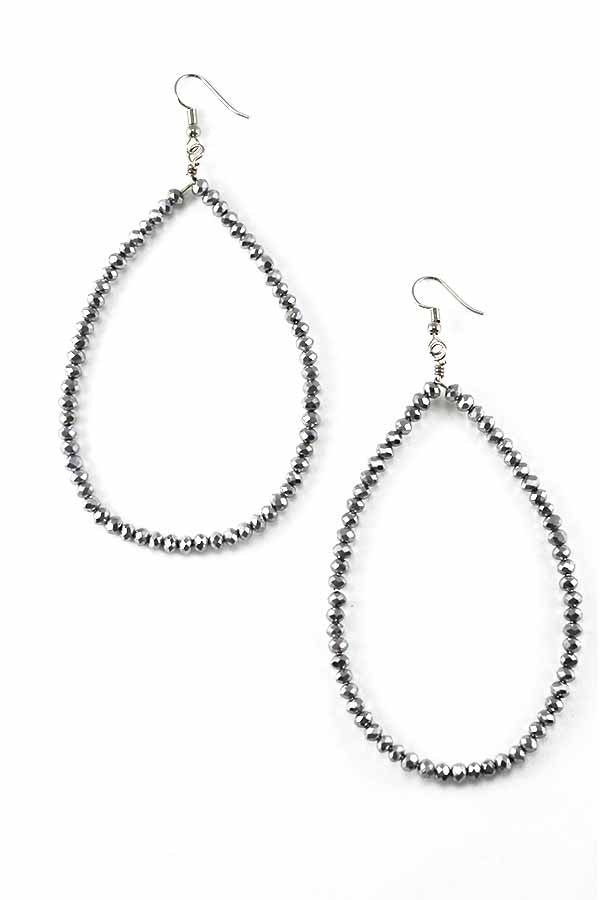 Elegant teardrop beaded dangle earrings with fish hook design, showcasing a stylish and versatile accessory.