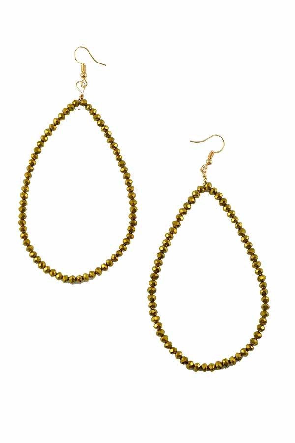 Elegant teardrop beaded dangle earrings with fish hook design, showcasing a stylish and versatile accessory.