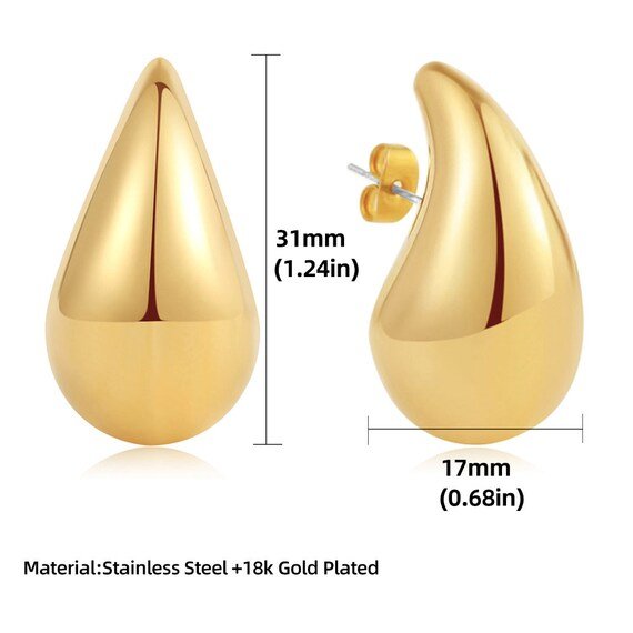 Elegant TearDrop Glam Earrings featuring 18k gold plating, showcasing a stylish teardrop design.