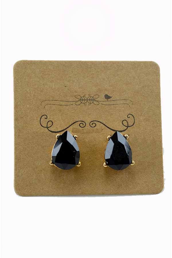 Elegant teardrop stud earrings with a secure post back, showcasing a stylish design.