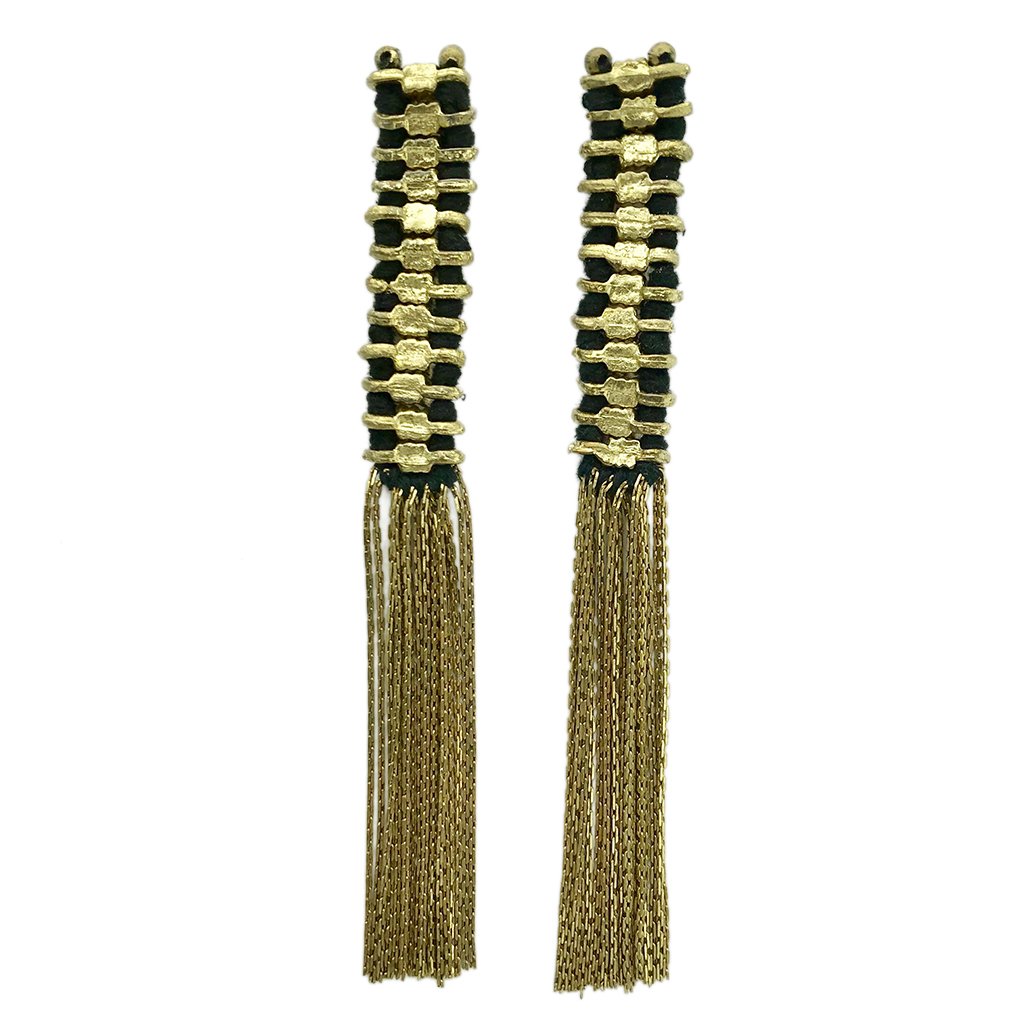 Temple Tassel Earrings featuring vibrant cotton threads and zinc alloy metal, showcasing a unique bohemian design.