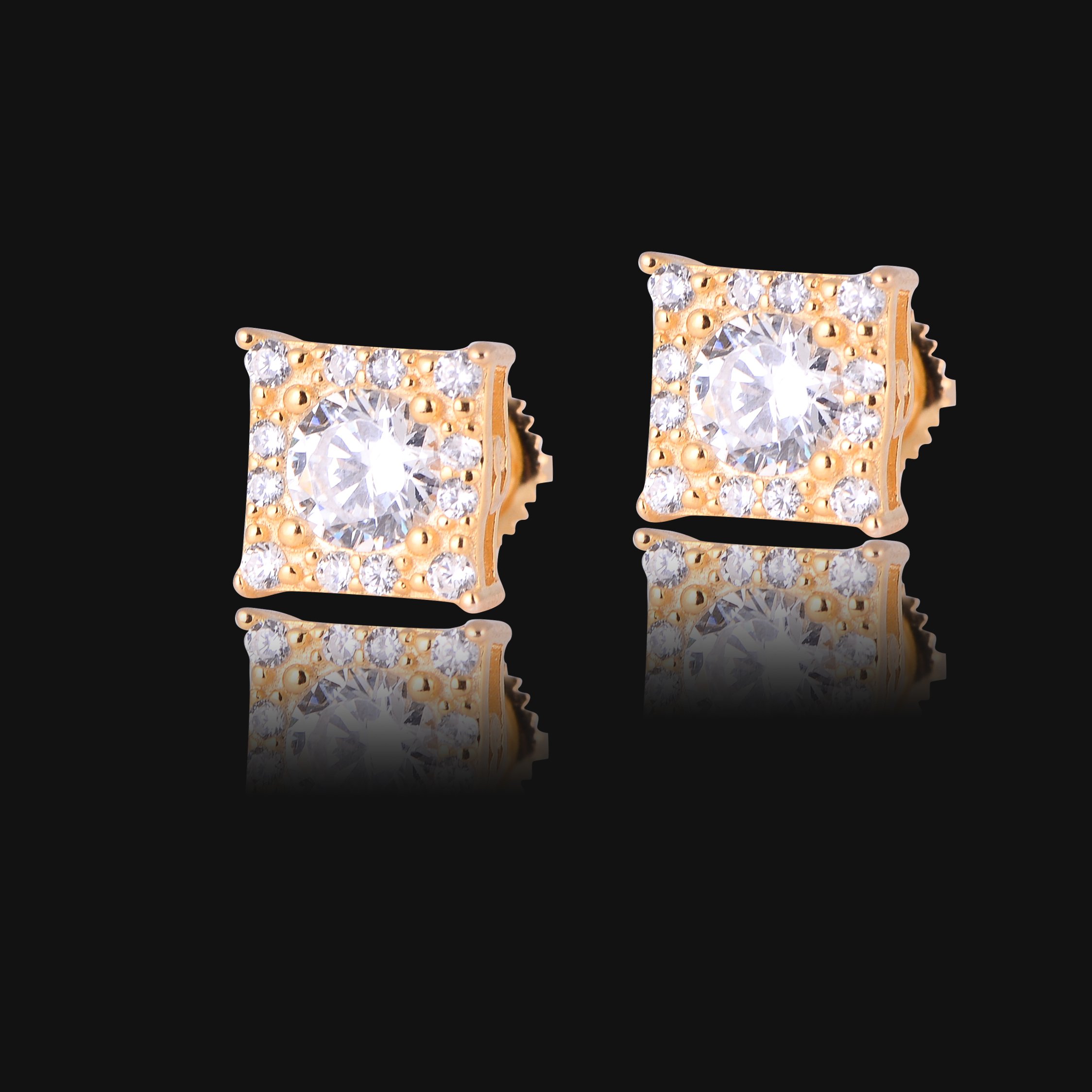 Elegant TEST 925 earrings featuring square and round cubic zircon stones set in sterling silver.